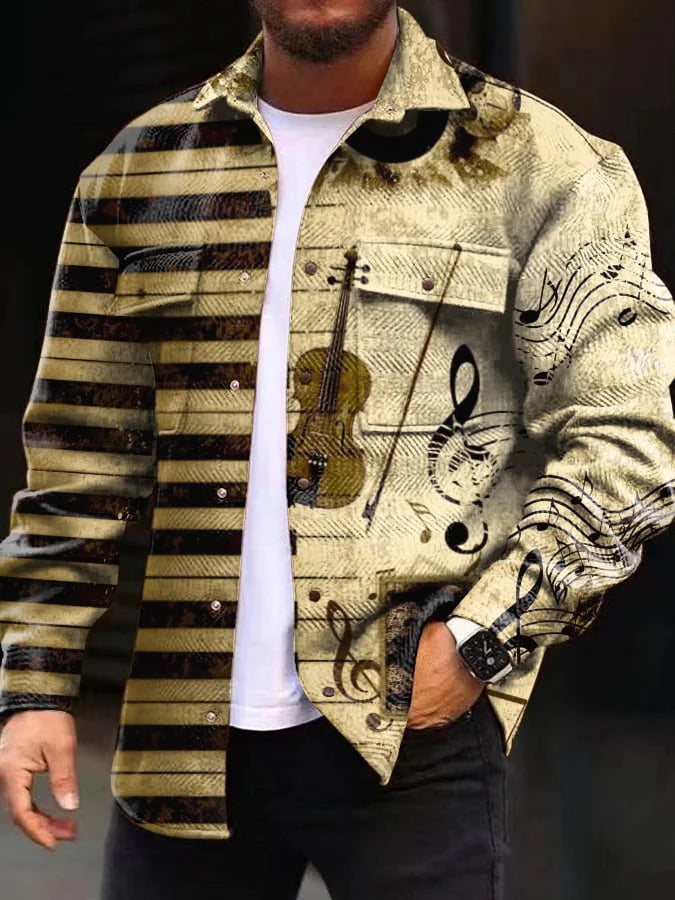 Men's jacket – Straight cut – Geometric pattern – Structured cotton fabric – Casual style