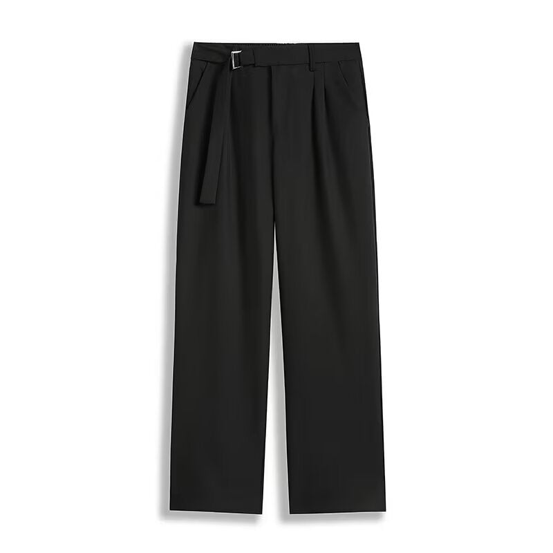 Men's straight pants – Relaxed fit – Breathable fabric – Belted waist – Pockets