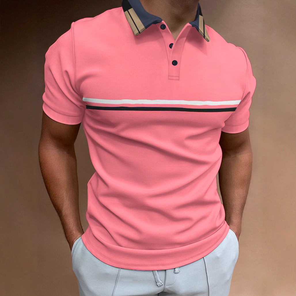 Men's polo – Slim fit – Short sleeves – Breathable fabric – Elegant chest stripe