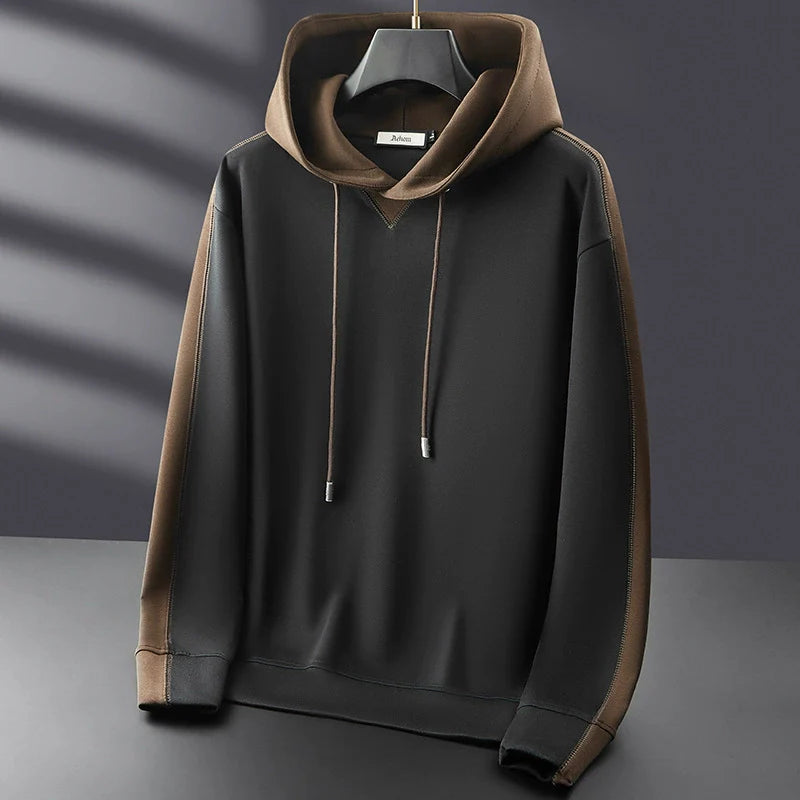 Men's Hoodie - Knit Fabric - Relaxed Fit - Long Sleeves - Two-Tone Hood