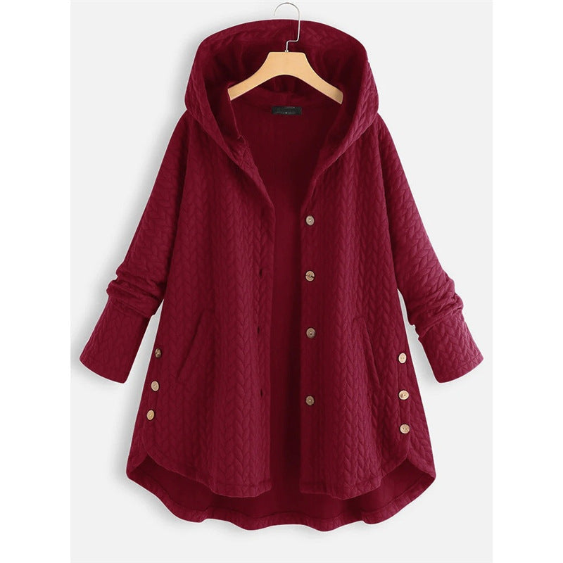 Women's Coat - Quilted fabric - Hood - Mid-thigh length - Relaxed fit