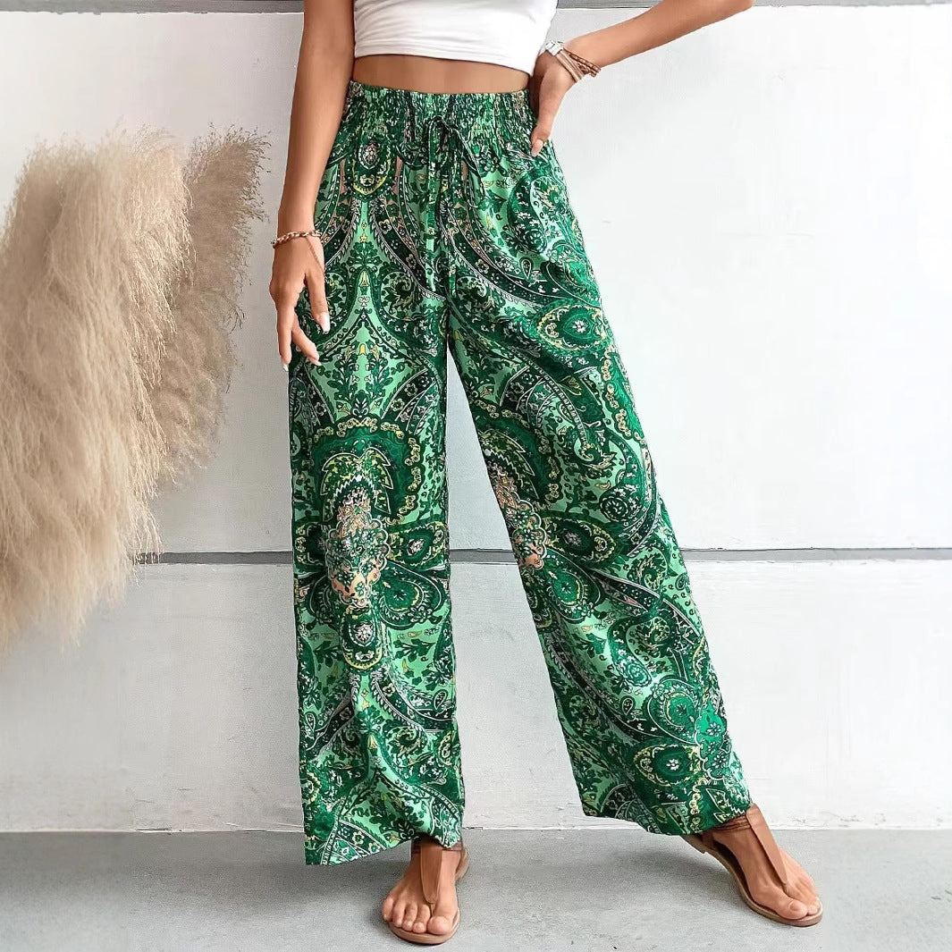 Pantalon femme large – Taille élastique – Tissu respirant – Coupe fluide confortable