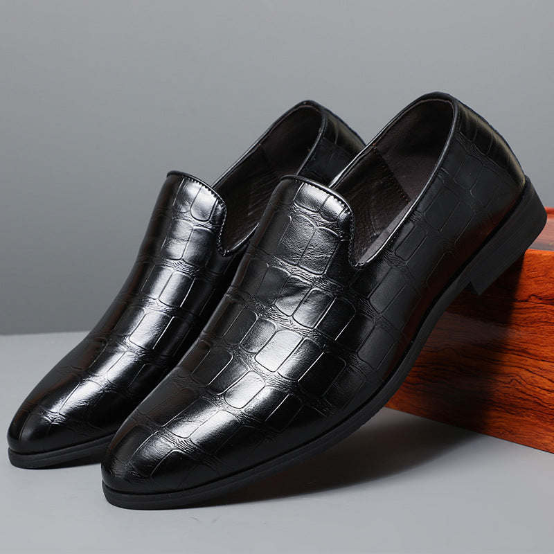 Men's loafers – Classic style – Embossed texture – Dress shoe without laces