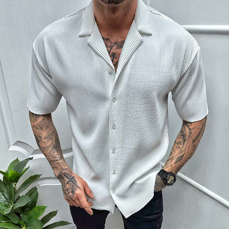 Men's short-sleeve shirt – Straight cut – Breathable fabric – Classic collar