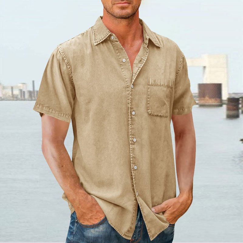 Chemise homme manches courtes – Coupe décontractée – Tissu respirant – Col classique