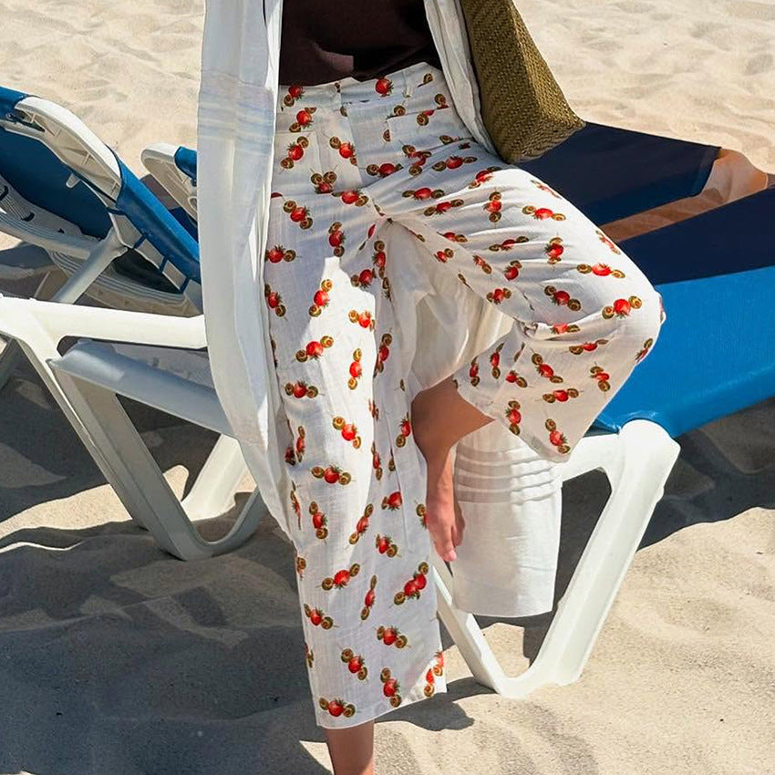 Women's casual pants – Straight cut – Breathable fabric – Playful print