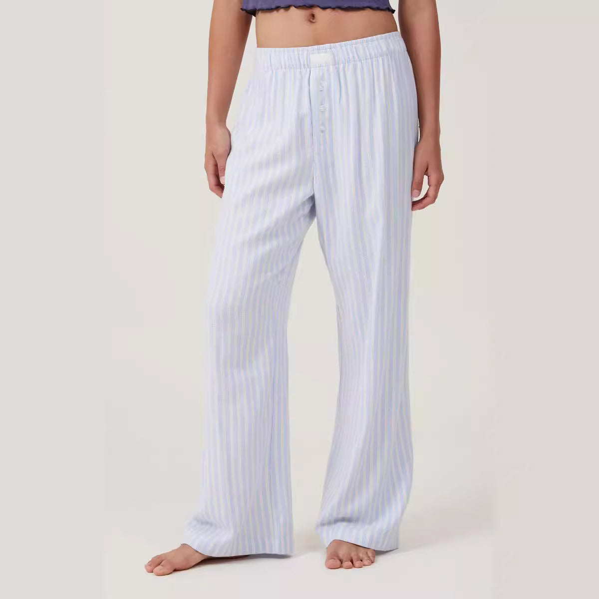 Women's lounge pants – Loose fit – Elastic waistband – Stripes – Breathable fabric