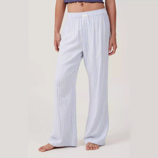 Women's lounge pants – Loose fit – Elastic waistband – Stripes – Breathable fabric