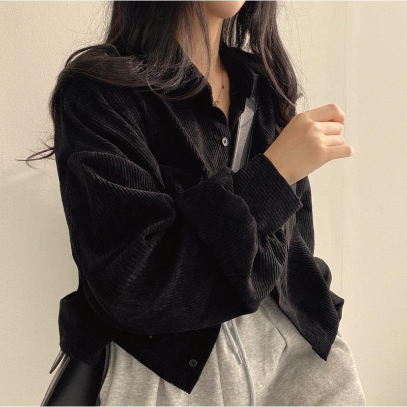 Veste chemise femme – Coupe oversize – Manches longues – Boutonnée