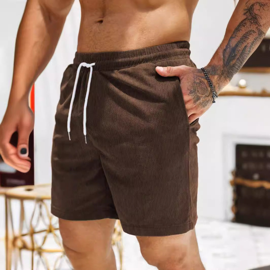 Men's short – Relaxed fit – Ribbed texture – Adjustable waist – Mid-thigh length