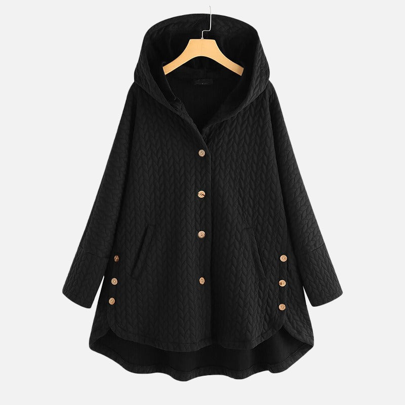 Women's Coat - Quilted fabric - Hood - Mid-thigh length - Relaxed fit