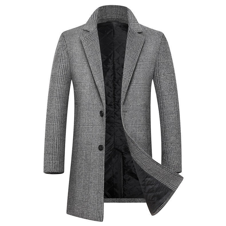Men's coat – Slim fit – Blended wool – Checked pattern – Quilted lining