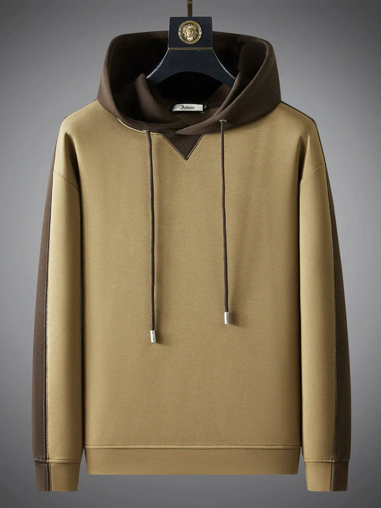 Men's Hoodie - Knit Fabric - Relaxed Fit - Long Sleeves - Two-Tone Hood