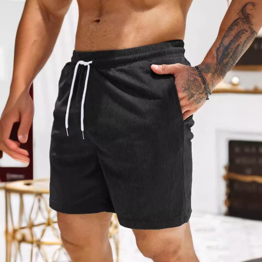 Men's short – Relaxed fit – Ribbed texture – Adjustable waist – Mid-thigh length