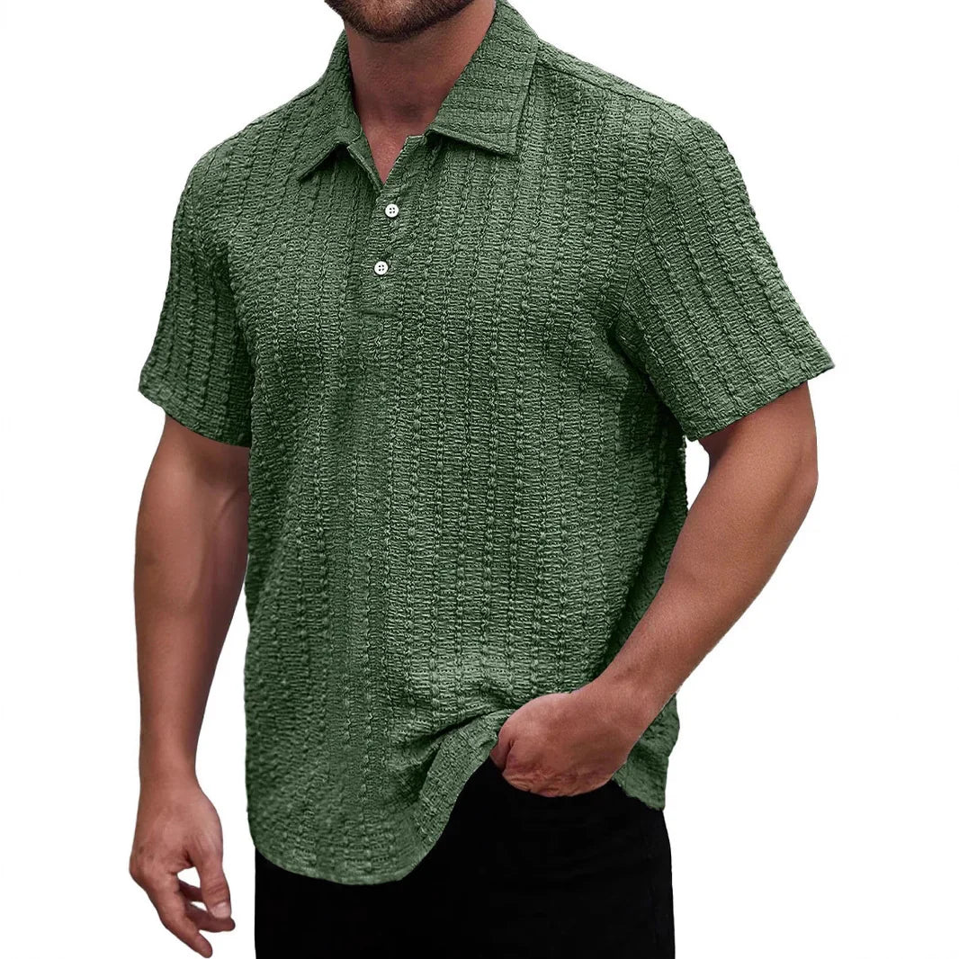 Men's polo – Regular fit – Textured knit – Short sleeves – Breathable fabric