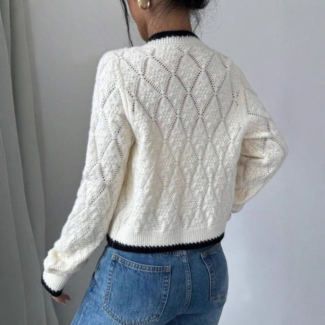 Cardigan Femme – Coupe Courte – Manches Longues – Nœud Devant