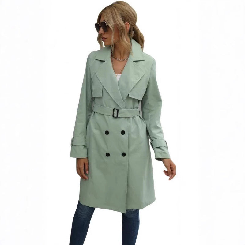 Long women's coat – Blended wool – Fitted cut – Elegant double-breasted fastening