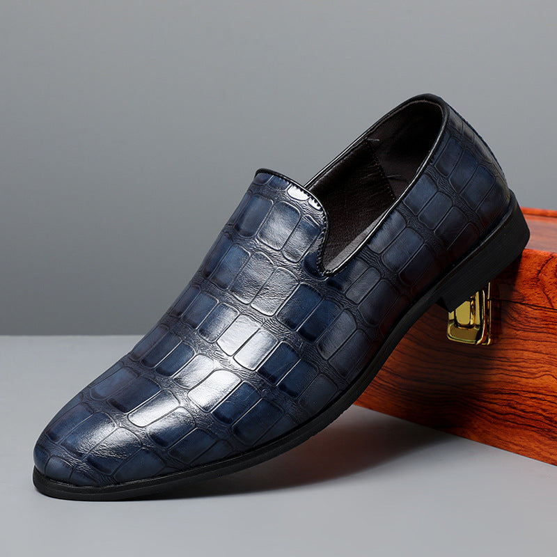 Men's loafers – Classic style – Embossed texture – Dress shoe without laces