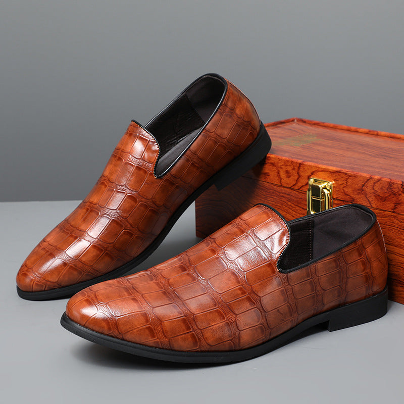 Men's loafers – Classic style – Embossed texture – Dress shoe without laces