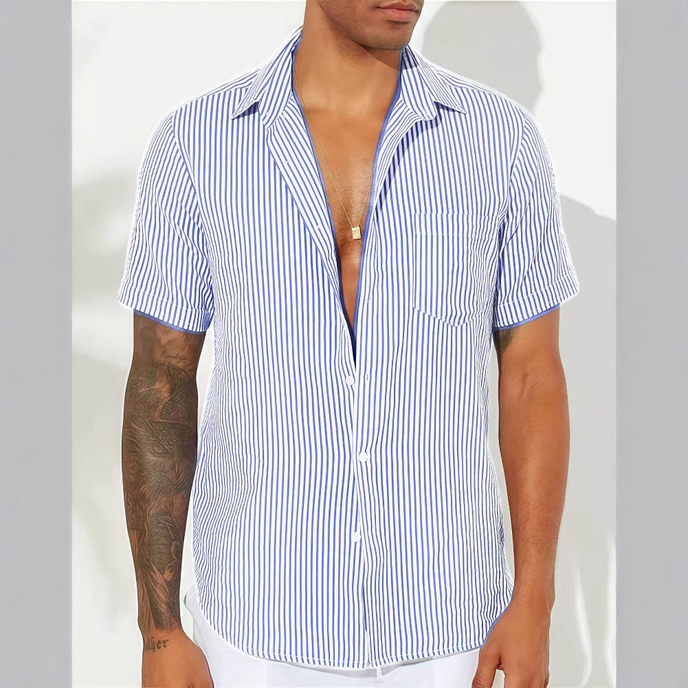 Men's striped shirt – Relaxed fit – Short sleeves – Breathable fabric