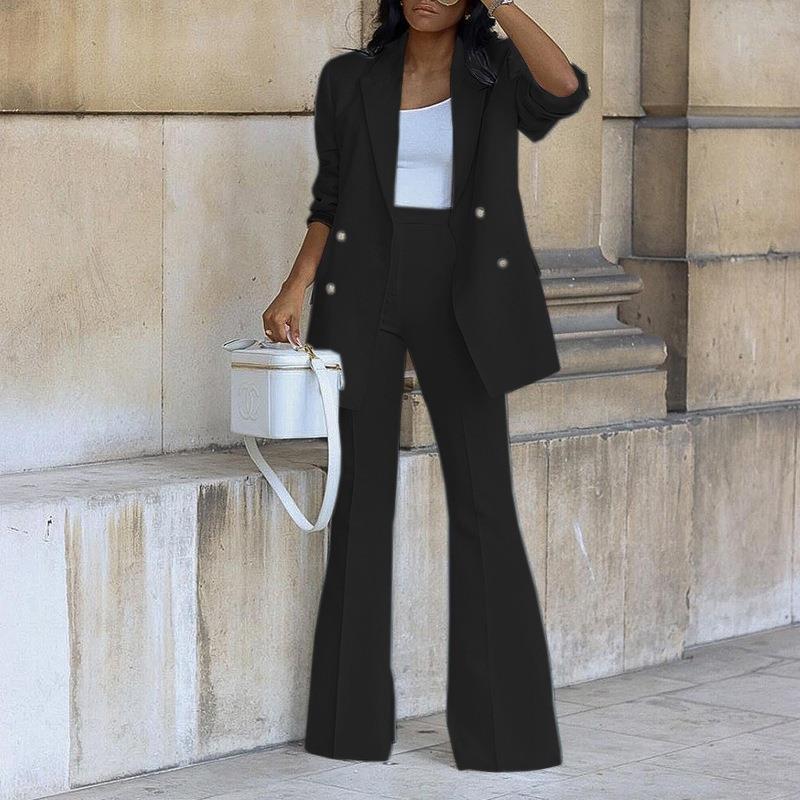 Ensemble Pantalon Blazer Femme – Coupe Décontractée – Taille Haute – Tissu Respirant