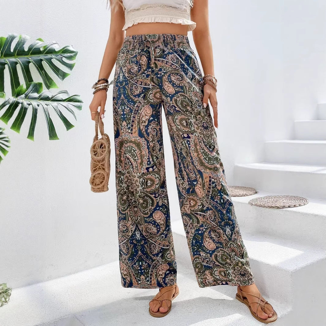 Pantalon femme large – Taille élastique – Tissu respirant – Coupe fluide confortable