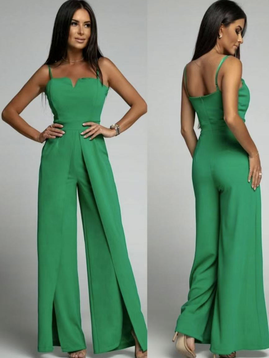 Women's jumpsuit – Strapless – Slim fit – Wide split-leg trousers – Luxury fabric