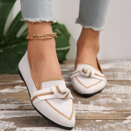 Women's flat shoes – Pointed toe – Soft knit – Elegant slip-on style