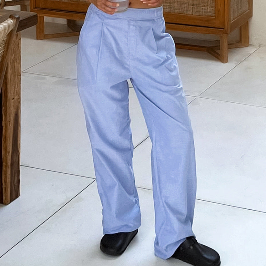 Wide women's pants – High waist – Breathable fabric – Elegant flowing cut
