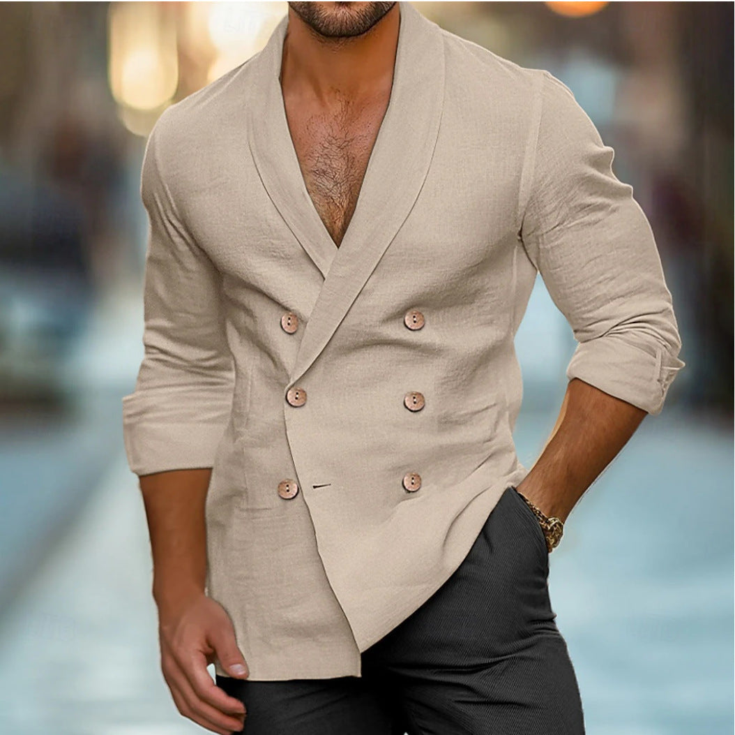 Men's cardigan jacket – Slim fit – Shawl collar – Elegant crossover style