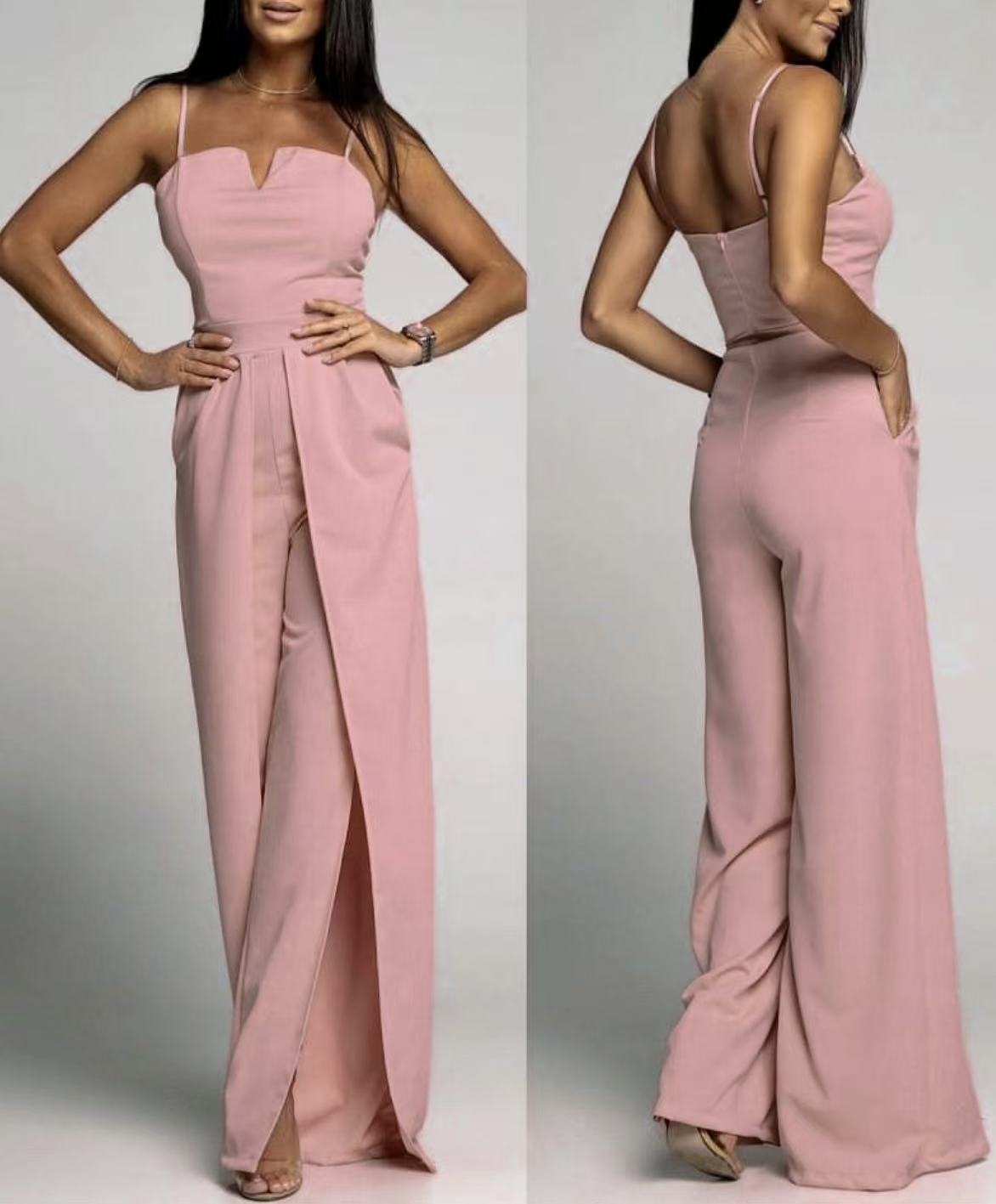 Women's jumpsuit – Strapless – Slim fit – Wide split-leg trousers – Luxury fabric