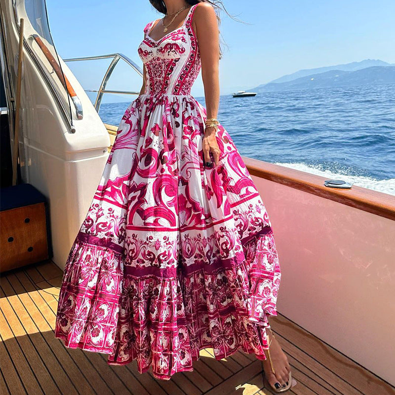 Dress long for women – Fabric Breathable – Cut Fluid – Skirt Ruffles – Print Elegant
