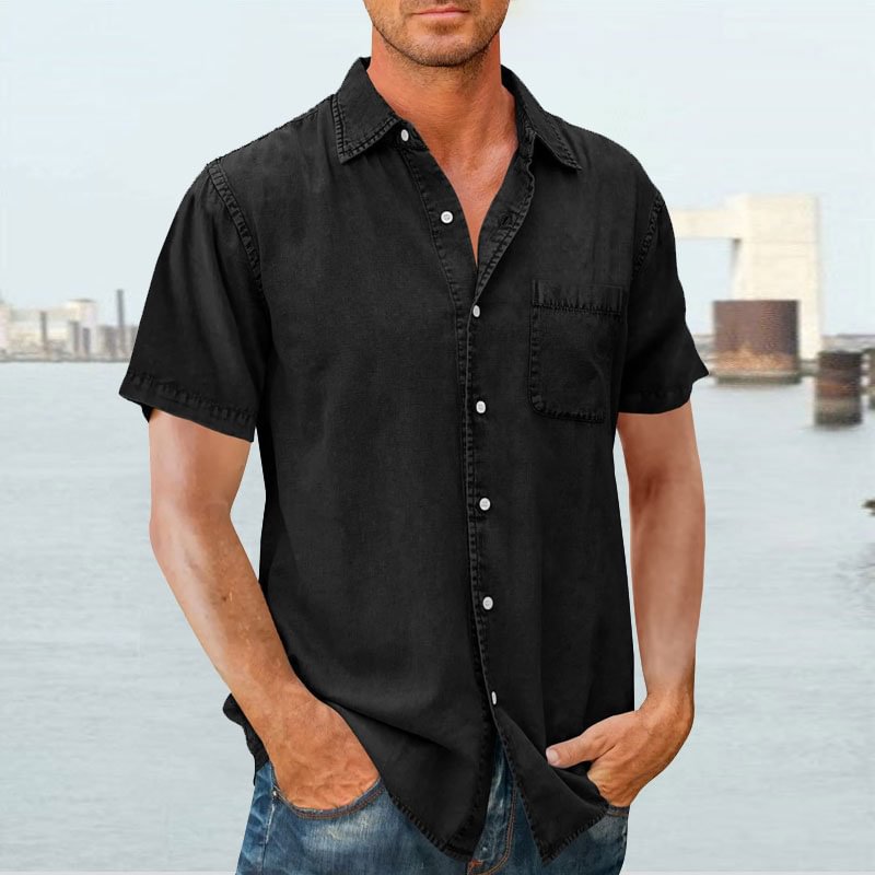 Chemise homme manches courtes – Coupe décontractée – Tissu respirant – Col classique