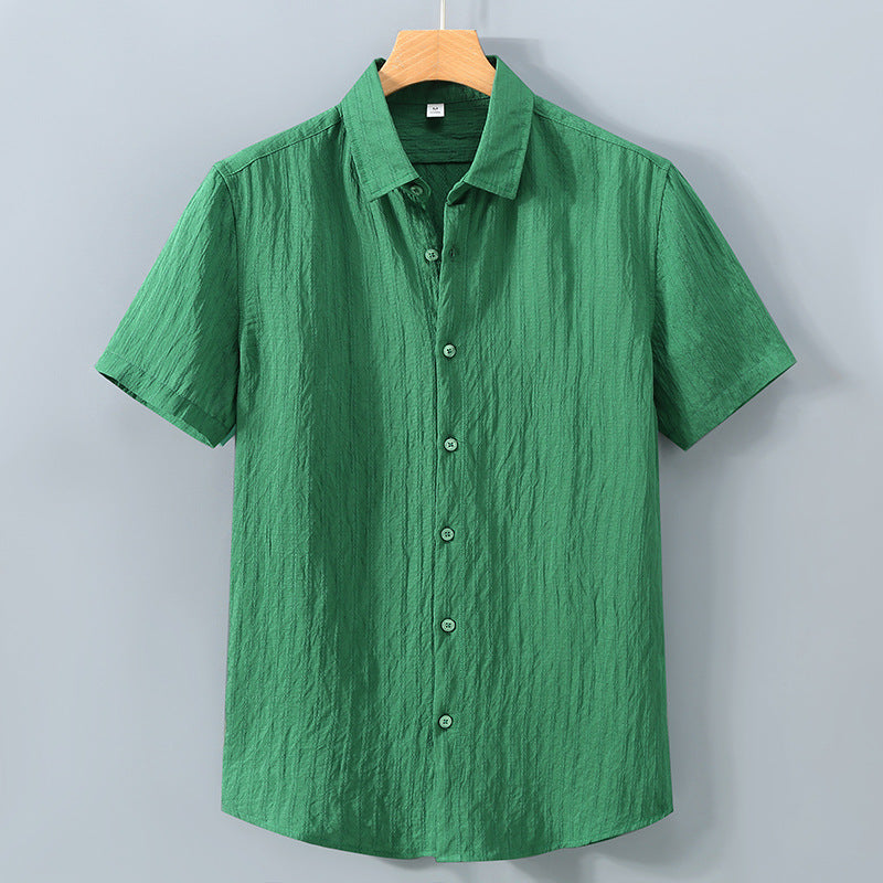 Chemise homme boutonnée – Coupe décontractée – Manches courtes – Tissu texturé respirant