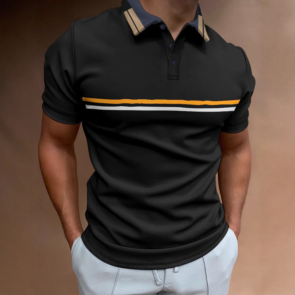 Men's polo – Slim fit – Short sleeves – Breathable fabric – Elegant chest stripe