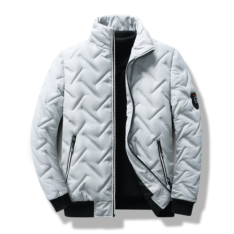 Men's quilted jacket – Slim fit – Stand-up collar – Zipped pockets – Ribbed finish