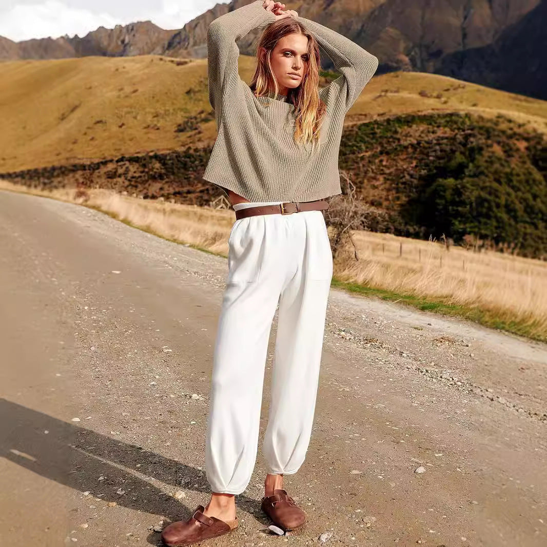Ensemble Deux Pièces Femme – Maille Douce – Coupe Décontractée – Pantalon Large