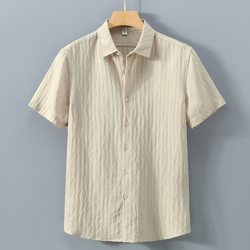 Chemise homme boutonnée – Coupe décontractée – Manches courtes – Tissu texturé respirant