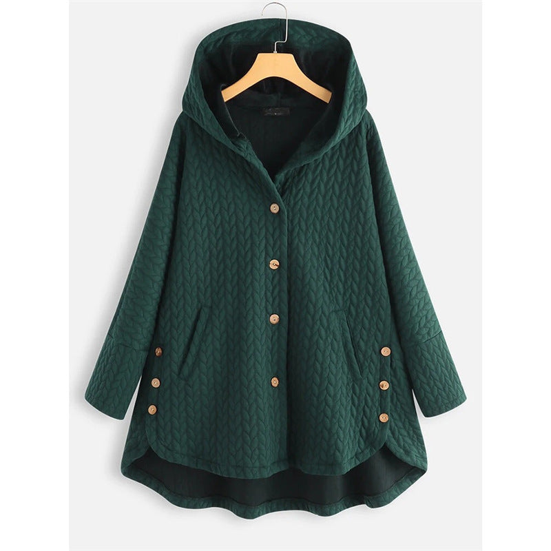 Women's Coat - Quilted fabric - Hood - Mid-thigh length - Relaxed fit