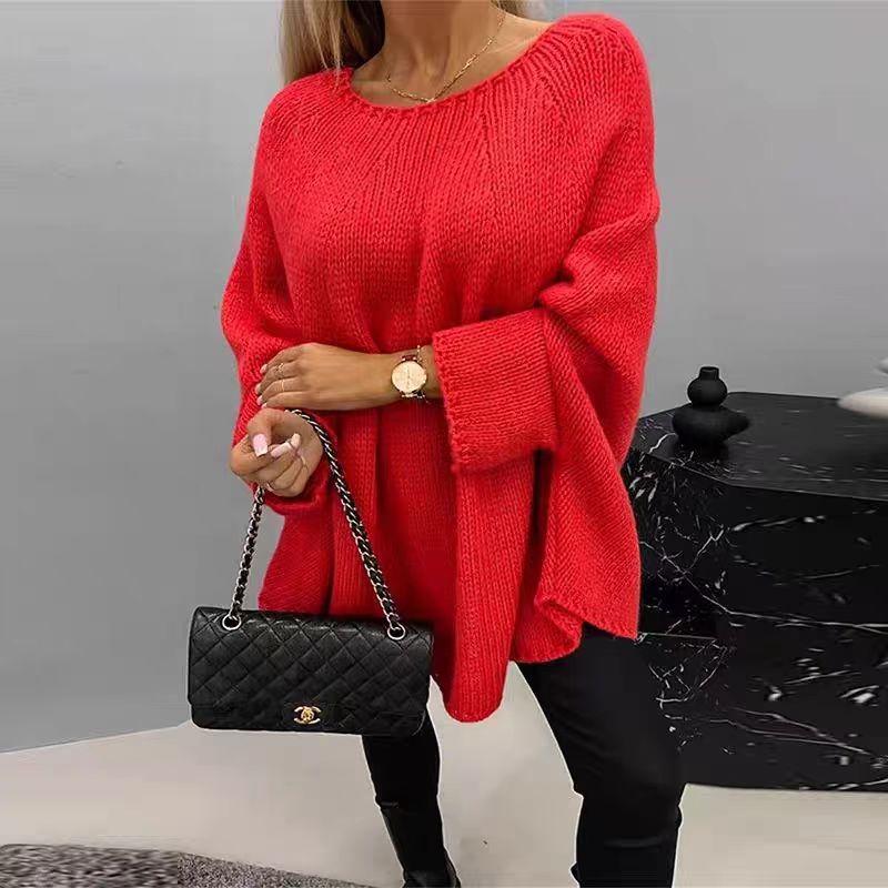 Pull cape femme – coupe oversize – maille épaisse – manches larges fluides