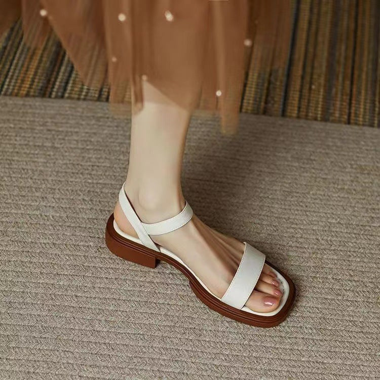 Flat sandals women – Thick sole – Open toe – Adjustable comfort strap