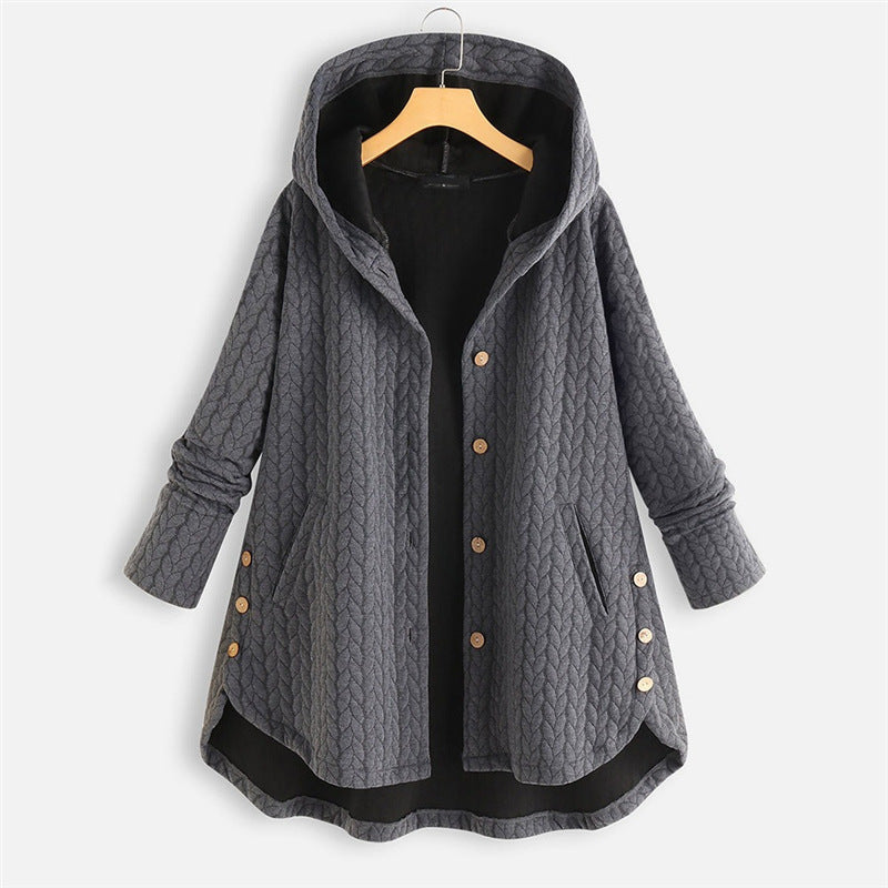 Women's Coat - Quilted fabric - Hood - Mid-thigh length - Relaxed fit