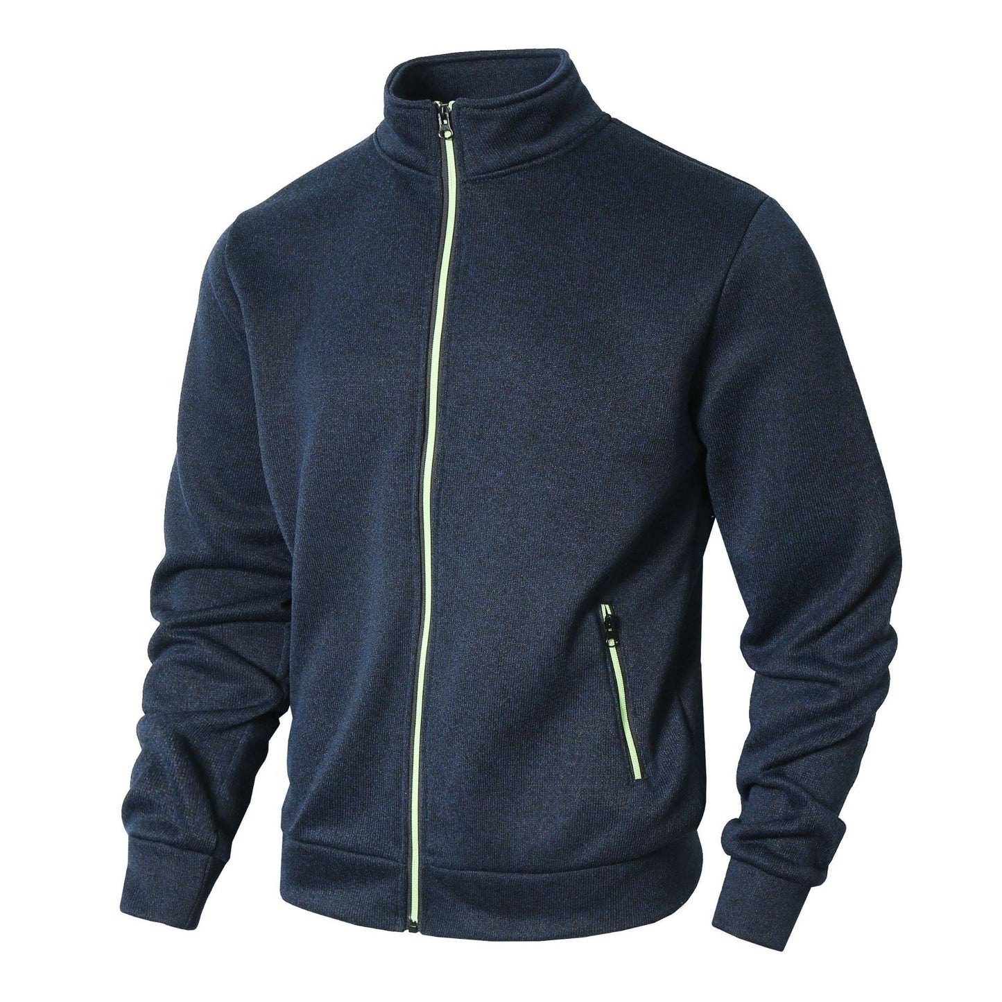 Men's zip-up jacket – Straight fit – Stand-up collar – Zipped pockets – Soft knit