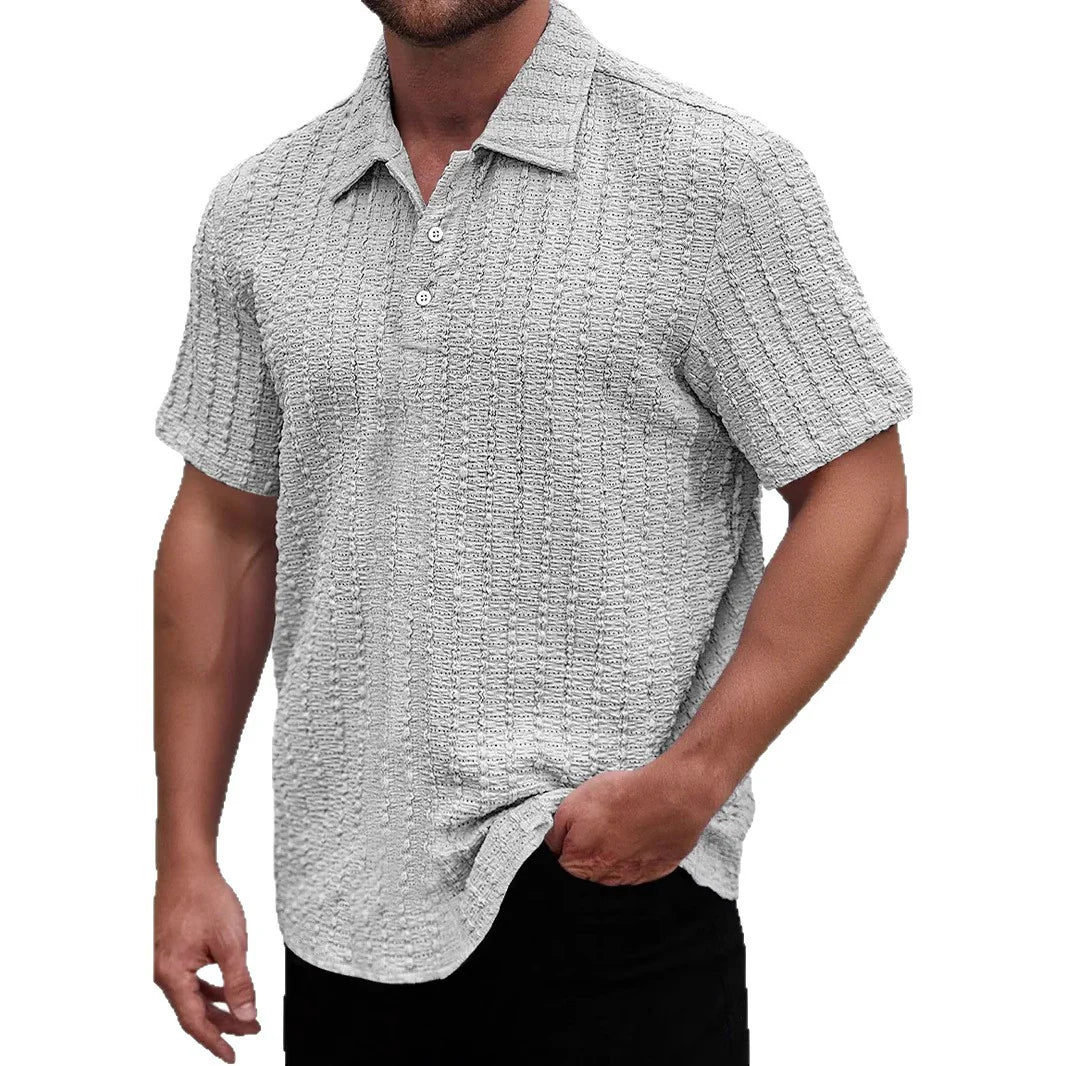 Men's polo – Regular fit – Textured knit – Short sleeves – Breathable fabric