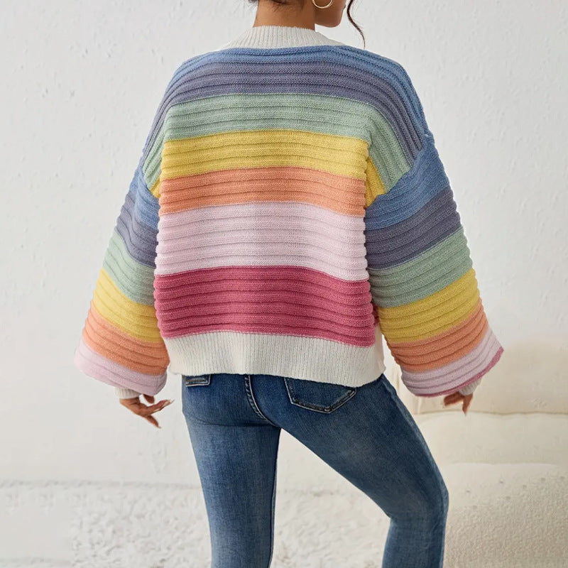 Cardigan femme – Coupe oversize – Maille épaisse – Boutons – Col en V côtelé