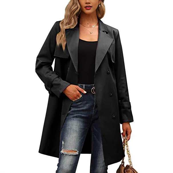 Long women's coat – Blended wool – Fitted cut – Elegant double-breasted fastening