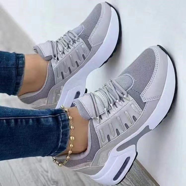Chaussures de sport femme – Talon compensé – Maille respirante – Lacets confortables