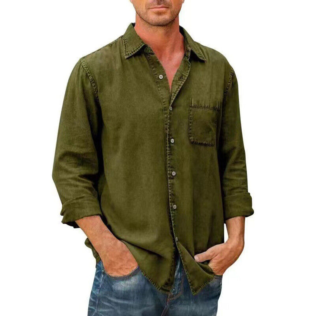 Men's casual shirt – Loose fit – Breathable fabric – Classic button fastening – Chest pocket
