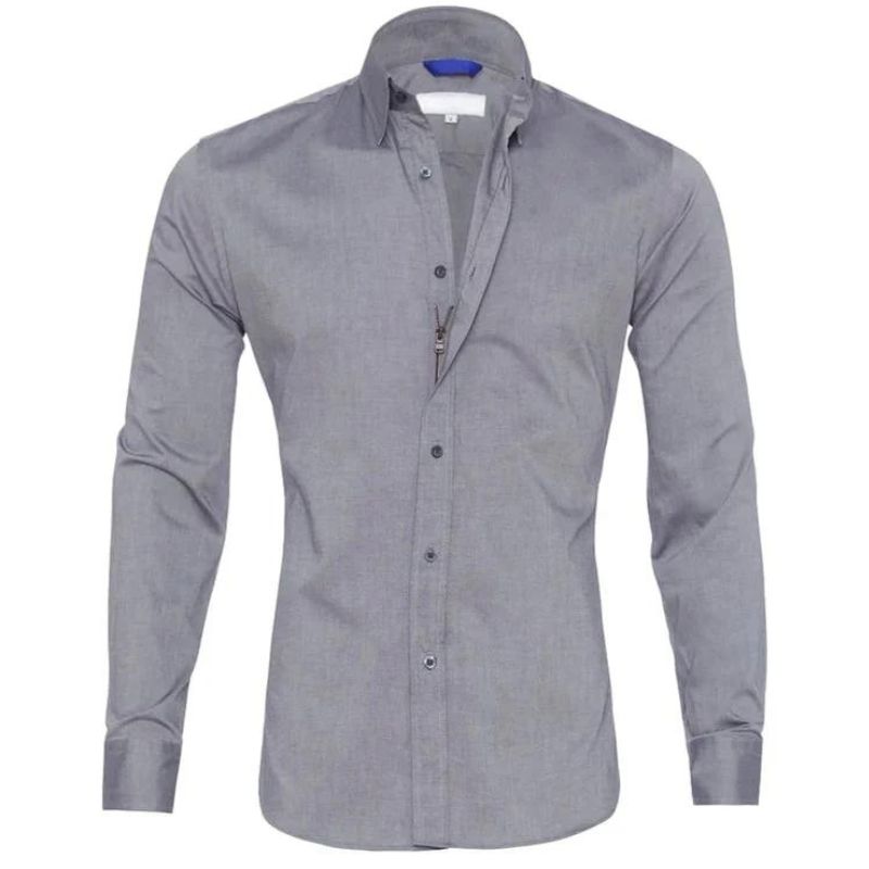 Men's zip-up shirt – Slim fit – Breathable fabric – Wrinkle-resistant – Casual chic style