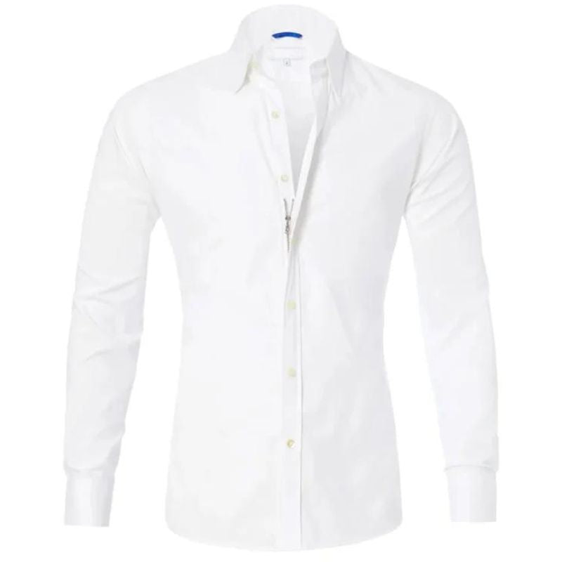 Men's zip-up shirt – Slim fit – Breathable fabric – Wrinkle-resistant – Casual chic style